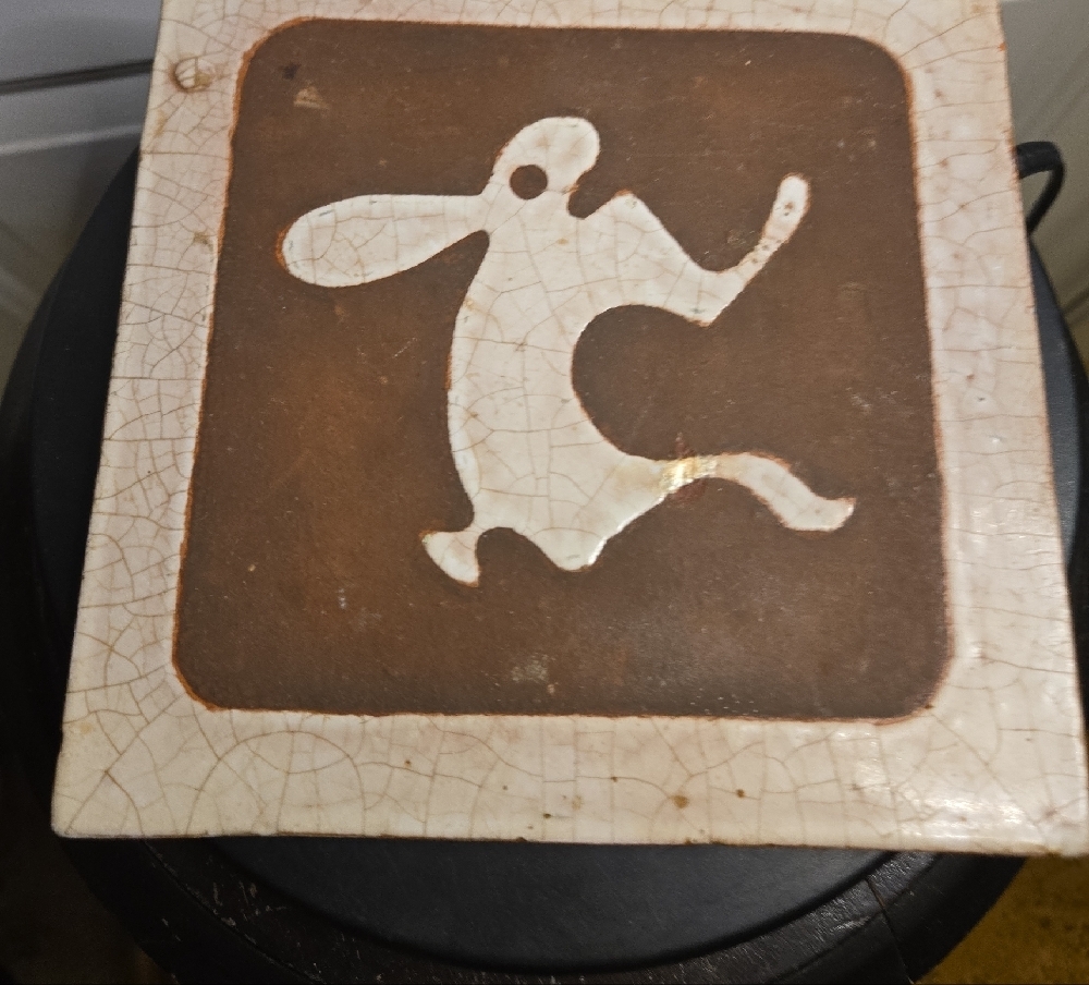 Rabbit Trivet By Arius of Santa Fe Ceramic Rabbit Tile Trivet in Brown and Cream - Picture 3 of 14